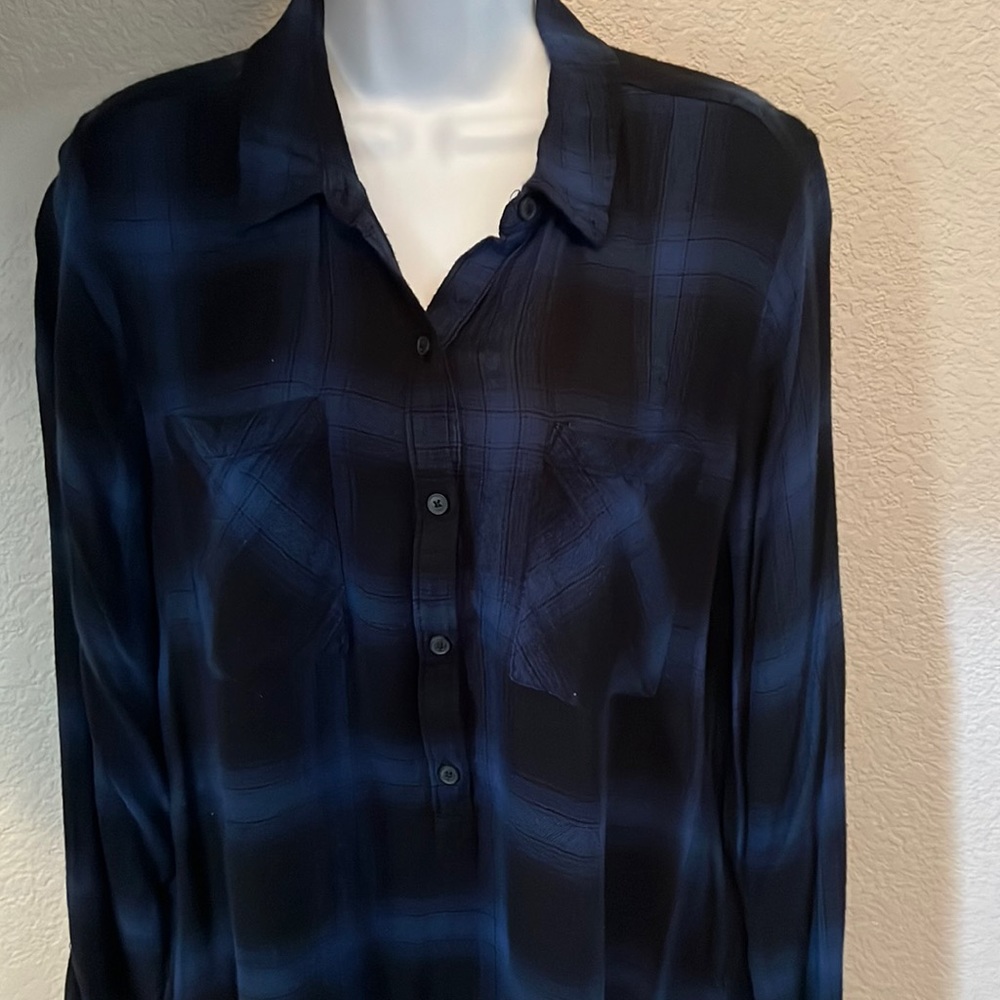 Plaid pullover button up tunic top